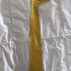 Hermes Yellow Patterned Men's Tie—bunnies playing football